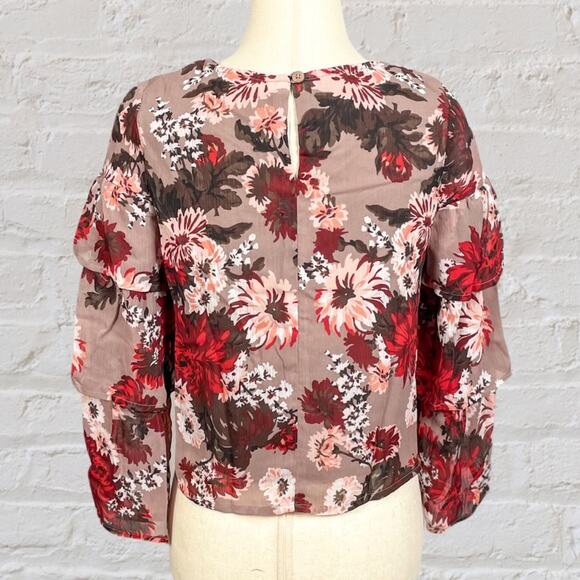 Crazy 8 Vintage Floral Blouse Girls L / Women XS Cottagecore Ruffle Fall Top - Picture 4 of 9